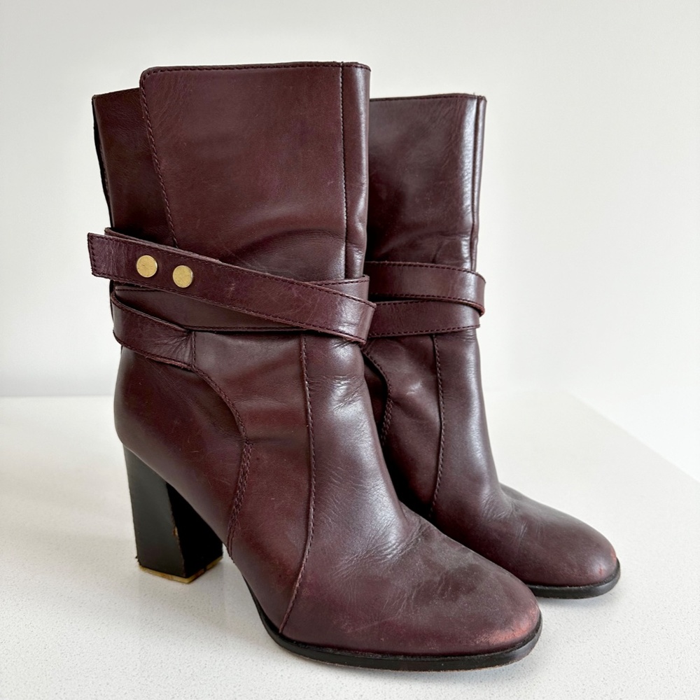 DVF Burgundy Leather Boots